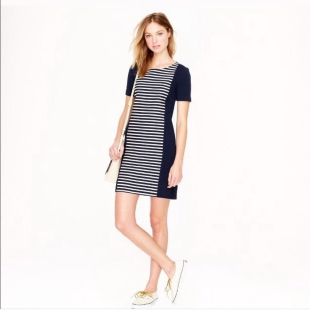 J.Crew Navy Stripe Knit Shift Dress Size 8